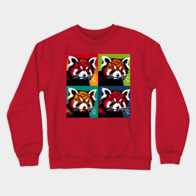 Red Panda Radiance: A Pop Art Crewneck Sweatshirt by PawPopArt